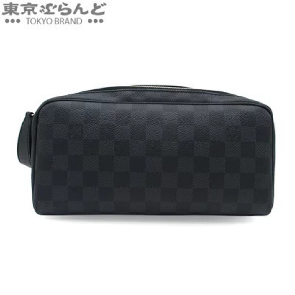 Louis Vuitton Dopp Shoulder Bag Damier Graphite Black Canvas Black